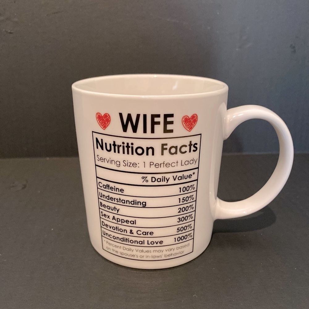 Wife nutrition facts mug, gift for wife from husband